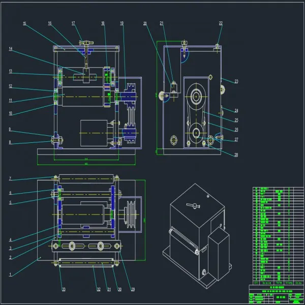Bản vẽ kỹ thuật thể hiện rõ ràng kết cấu lắp ráp của một khuôn đột dập